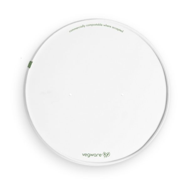 Vegware Bon Appetit 185-Series PLA-Lined Paper Lids with Vents (Pack of 300)
