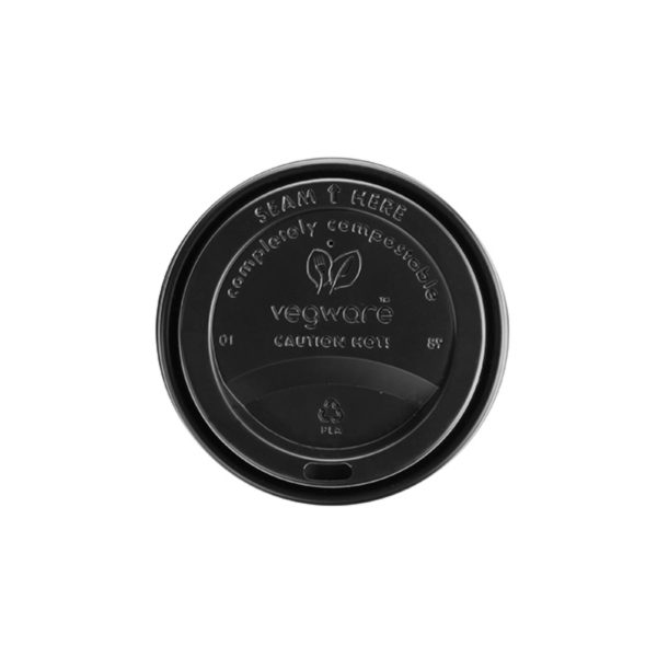 Vegware 89-Series CPLA Hot Cup Lids Black (Pack of 1000) - Image 3
