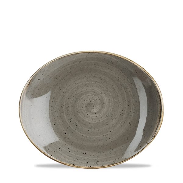 Churchill Stonecast Peppercorn Grey Oval Coupe Plate 19.2cm (Pack of 12)