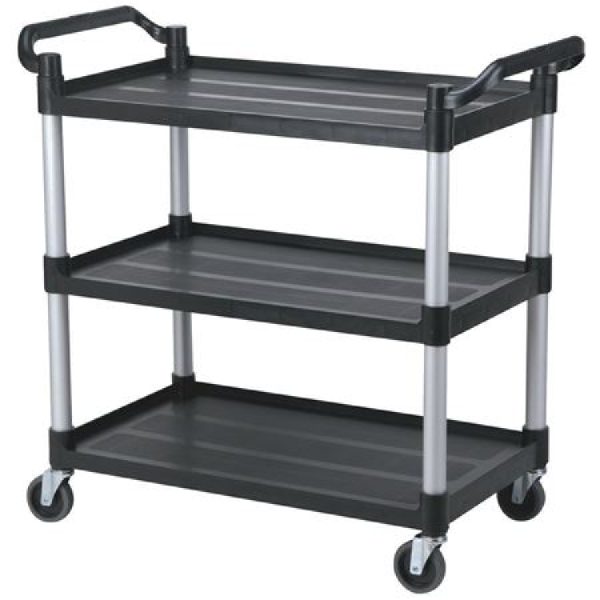 Zodiac 3 Tier Mobile Service Trolley Large Black (Each)
